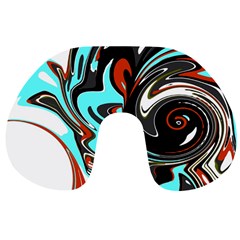 Abstract in Aqua, Orange, and Black Travel Neck Pillows