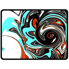 Abstract in Aqua, Orange, and Black Double Sided Fleece Blanket (Large) 