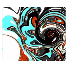 Abstract In Aqua, Orange, And Black Double Sided Flano Blanket (small)  by digitaldivadesigns