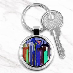 Abstract City Design Key Chains (round)  by digitaldivadesigns