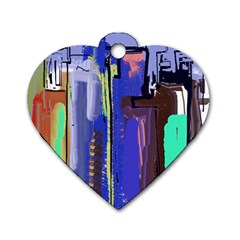 Abstract City Design Dog Tag Heart (two Sides) by digitaldivadesigns