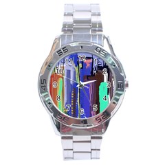 Abstract City Design Stainless Steel Men s Watch by digitaldivadesigns