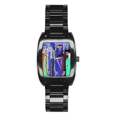 Abstract City Design Stainless Steel Barrel Watch by digitaldivadesigns