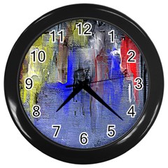 Hazy City Abstract Design Wall Clocks (black) by digitaldivadesigns