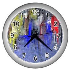 Hazy City Abstract Design Wall Clocks (silver)  by digitaldivadesigns