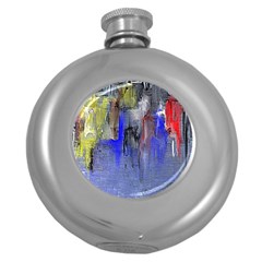 Hazy City Abstract Design Round Hip Flask (5 Oz) by digitaldivadesigns