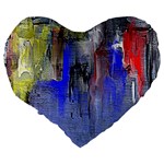 Hazy City Abstract Design Large 19  Premium Heart Shape Cushions Back