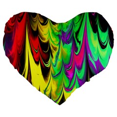 Fractal Marbled 14 Large 19  Premium Flano Heart Shape Cushions by ImpressiveMoments