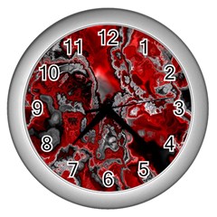 Fractal Marbled 07 Wall Clocks (silver)  by ImpressiveMoments