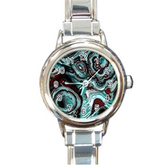 Fractal Marbled 05 Round Italian Charm Watches by ImpressiveMoments