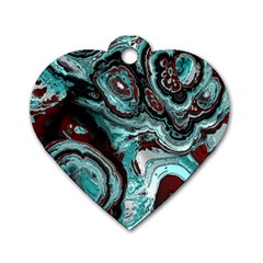 Fractal Marbled 05 Dog Tag Heart (two Sides) by ImpressiveMoments