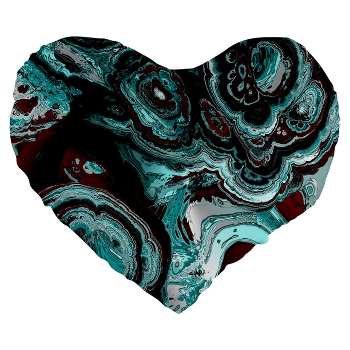 Fractal Marbled 05 Large 19  Premium Heart Shape Cushions