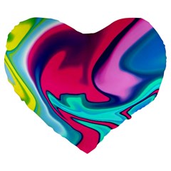 Fluid Art 22 Large 19  Premium Flano Heart Shape Cushions by ImpressiveMoments