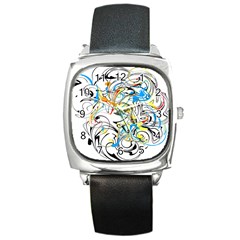 Abstract Fun Design Square Metal Watches by digitaldivadesigns