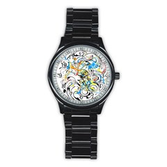 Abstract Fun Design Stainless Steel Round Watches by digitaldivadesigns