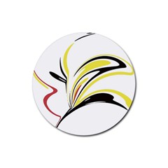 Abstract Flower Design Rubber Coaster (round)  by digitaldivadesigns