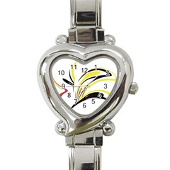 Abstract Flower Design Heart Italian Charm Watch by digitaldivadesigns