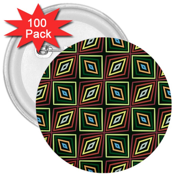 Rhombus flowers pattern 3  Button (100 pack)