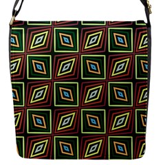 Rhombus Flowers Pattern Flap Closure Messenger Bag (s) by LalyLauraFLM