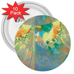 Abstract Flower Design In Turquoise And Yellows 3  Buttons (10 Pack)  by digitaldivadesigns