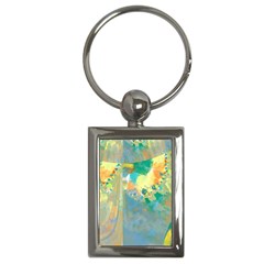 Abstract Flower Design In Turquoise And Yellows Key Chains (rectangle)  by digitaldivadesigns