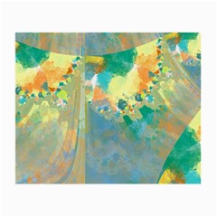 Abstract Flower Design In Turquoise And Yellows Small Glasses Cloth (2-side) by digitaldivadesigns