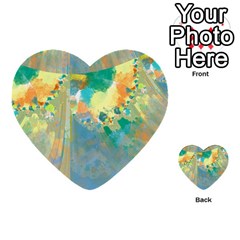 Abstract Flower Design In Turquoise And Yellows Multi-purpose Cards (heart)  by digitaldivadesigns