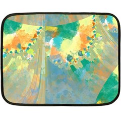 Abstract Flower Design In Turquoise And Yellows Double Sided Fleece Blanket (mini)  by digitaldivadesigns