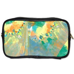 Abstract Flower Design In Turquoise And Yellows Toiletries Bags by digitaldivadesigns