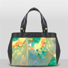 Abstract Flower Design In Turquoise And Yellows Office Handbags by digitaldivadesigns