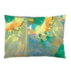 Abstract Flower Design In Turquoise And Yellows Pillow Cases (two Sides) by digitaldivadesigns