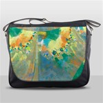 Abstract Flower Design in Turquoise and Yellows Messenger Bags Front