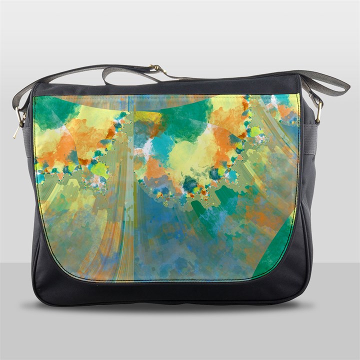 Abstract Flower Design in Turquoise and Yellows Messenger Bags