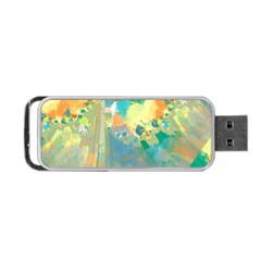 Abstract Flower Design In Turquoise And Yellows Portable Usb Flash (two Sides) by digitaldivadesigns