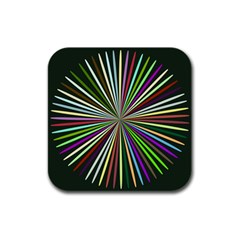 Colorful Rays Rubber Square Coaster (4 Pack) by LalyLauraFLM