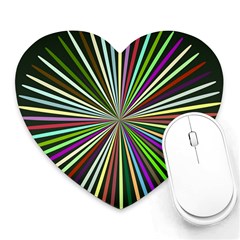 Colorful Rays Heart Mousepad by LalyLauraFLM