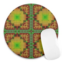 Tribal Shapes Pattern Round Mousepad by LalyLauraFLM