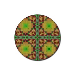 Tribal Shapes Pattern Rubber Coaster (round) by LalyLauraFLM