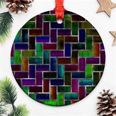 Colorful Rectangles Pattern Ornament (round) by LalyLauraFLM