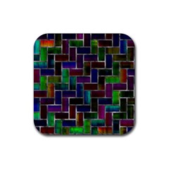 Colorful Rectangles Pattern Rubber Coaster (square) by LalyLauraFLM