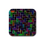 Colorful rectangles pattern Rubber Square Coaster (4 pack) Front