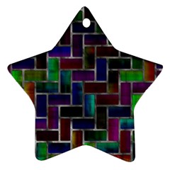 Colorful Rectangles Pattern Star Ornament (two Sides) by LalyLauraFLM