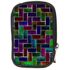 Colorful Rectangles Pattern Compact Camera Leather Case by LalyLauraFLM