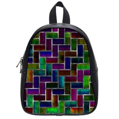 Colorful Rectangles Pattern School Bag (small) by LalyLauraFLM