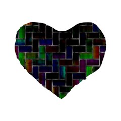 Colorful Rectangles Pattern Standard 16  Premium Heart Shape Cushion  by LalyLauraFLM