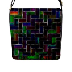 Colorful Rectangles Pattern Flap Closure Messenger Bag (l) by LalyLauraFLM