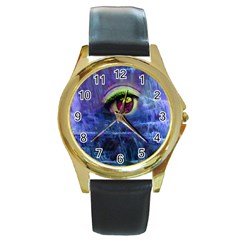 Waterfall Tears Round Gold Metal Watches by icarusismartdesigns