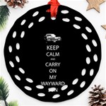 Keep Calm and Carry On My Wayward Son Ornament (Round Filigree)  Front