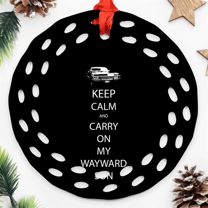 Keep Calm and Carry On My Wayward Son Ornament (Round Filigree) 