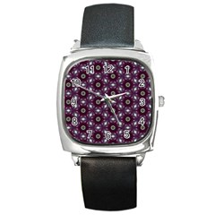 Cute Pretty Elegant Pattern Square Metal Watches by GardenOfOphir